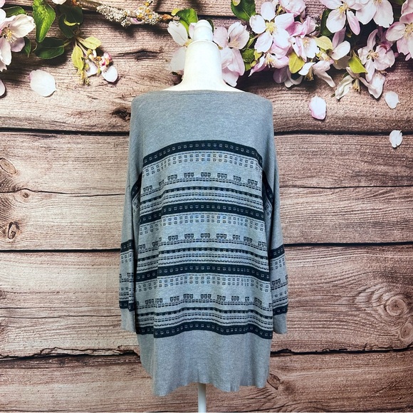 SOLD 🛍️ Cg.l.Cg Women’s Cotton Grey Printed Knit Sweater Tunic Plus 3X - Picture 6 of 7